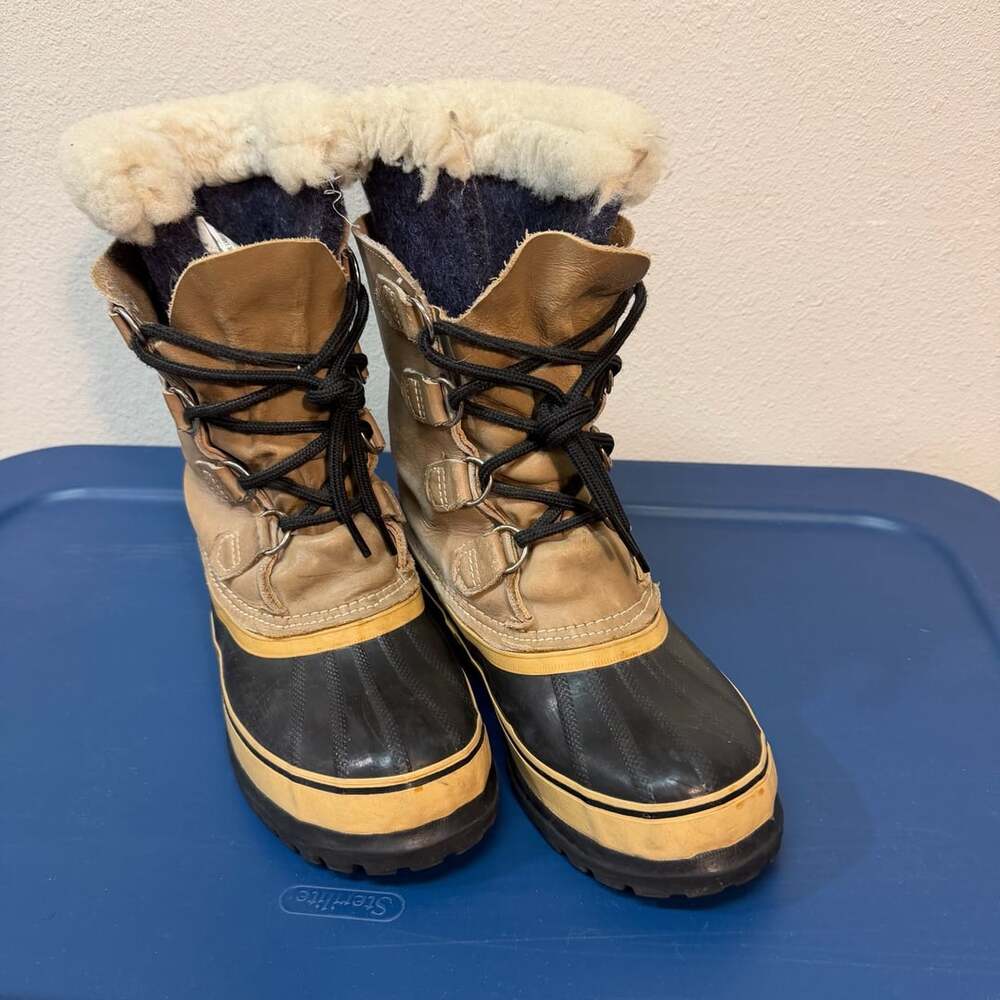9 vintage Sorel Caribou Waterproof Winter Snow Boots Tan Buff Canada made